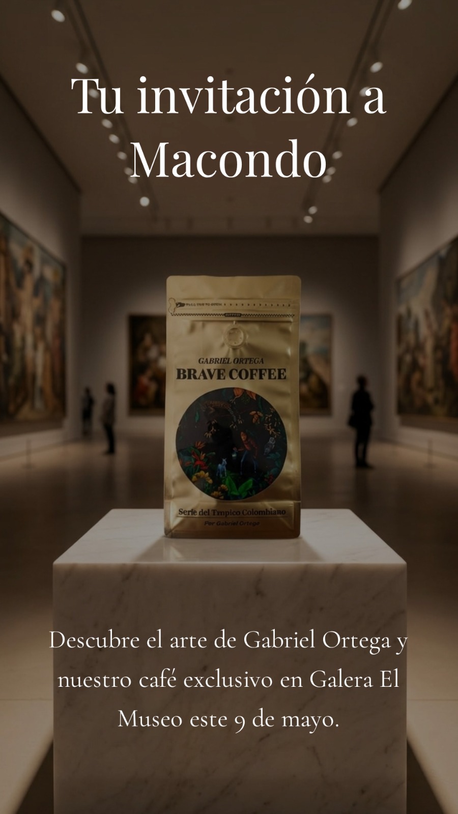 Invitación a la exposición de arte de Gabriel Ortega — Be Brave Coffee