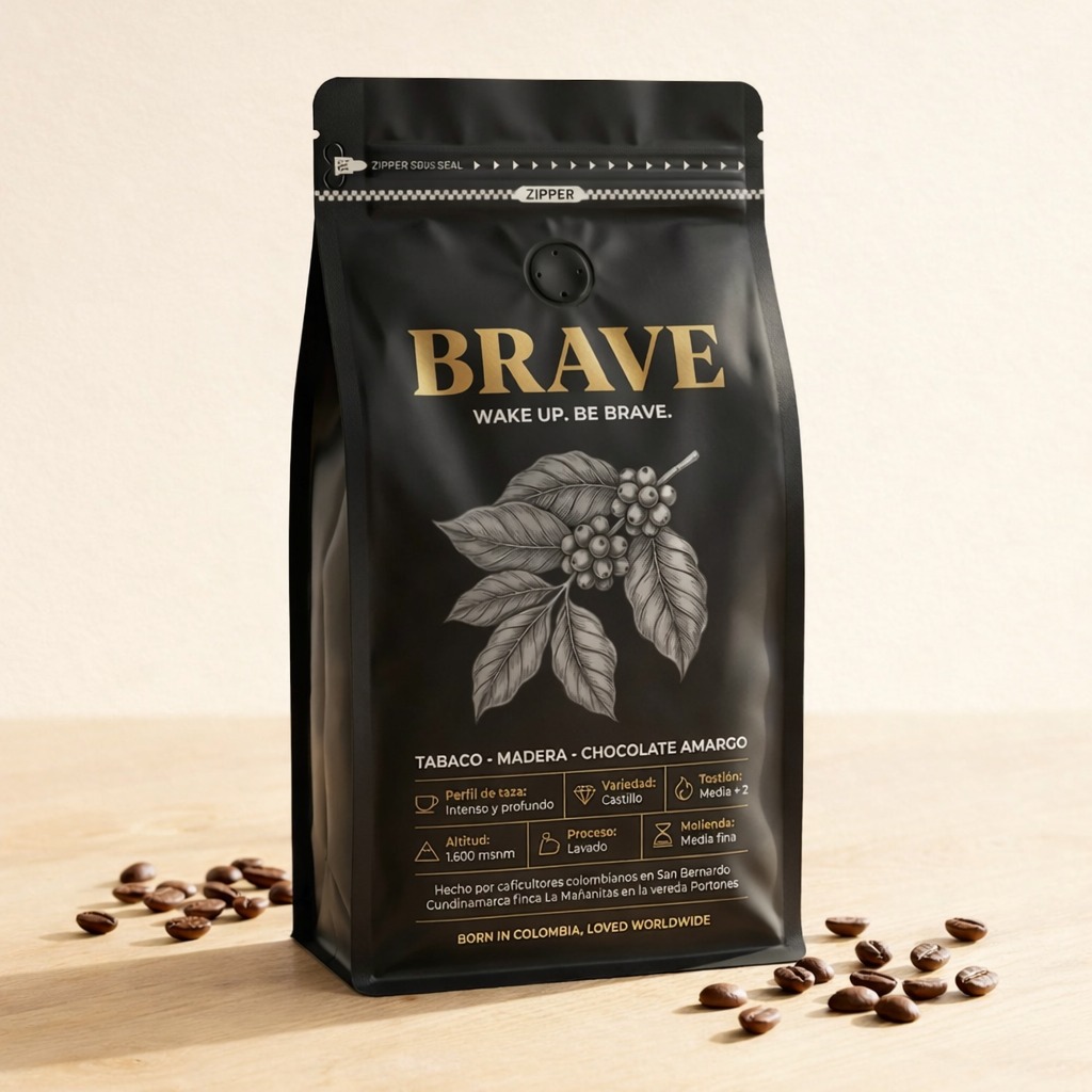 Bolsa de café Brave Coffee 500g — Café colombiano premium de San Bernardo, Cundinamarca
